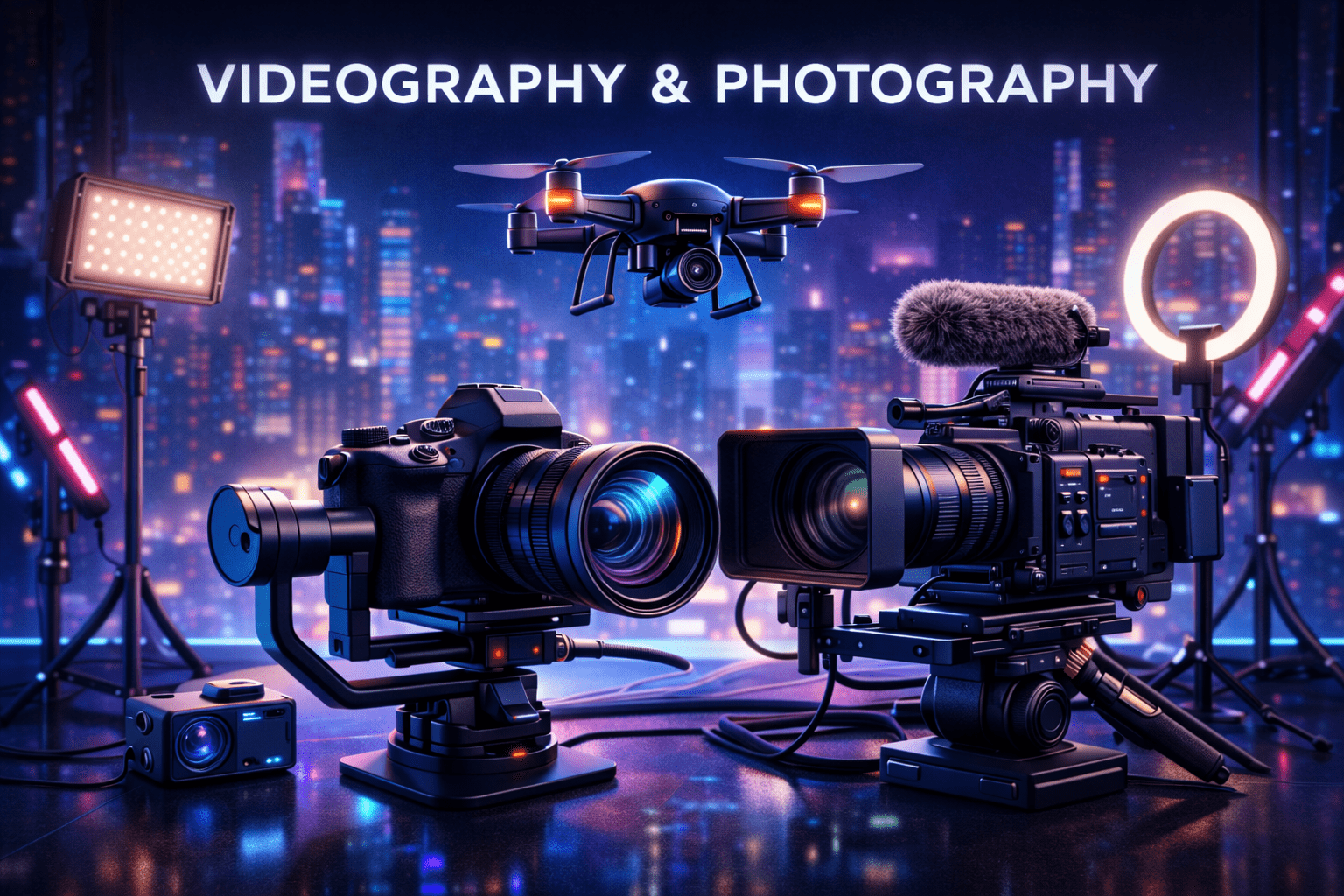 Two Cameras representing photography and videography.